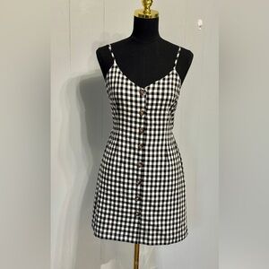 #13)  NWT Forever 21 Black and White Checkered Mini Dress With Tie Back